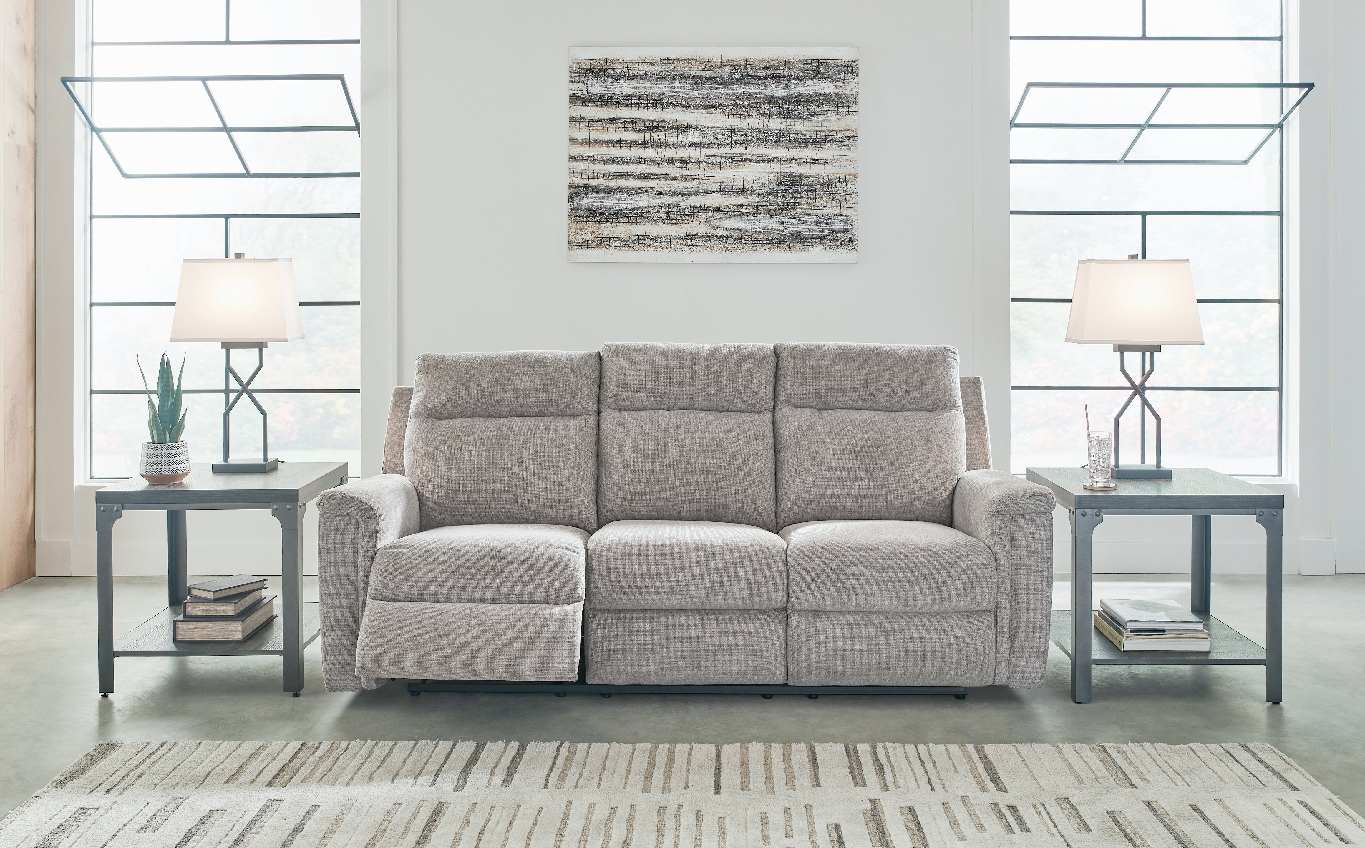 Tampa Furniture Outlet Lutz - Ashley Furniture - Barnsana Living Room - Reclining Power Sofa / Ash - 3320187