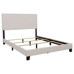 Tampa Furniture Outlet - Coaster - Boyd Upholstered Eastern King Panel Bed Ivory - 350051KE