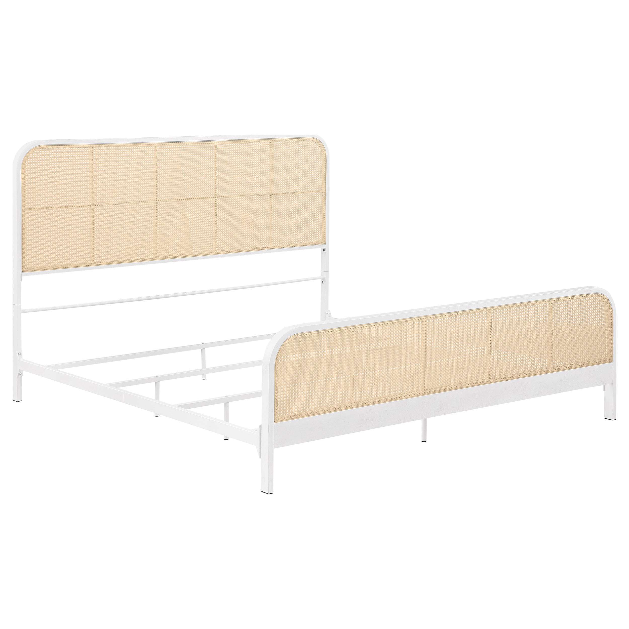 Tampa Furniture Outlet - Coaster - Lanewood Open Cane Webbing Metal Eastern King Bed White - 360251KE