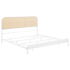 Tampa Furniture Outlet - Coaster - Amherst Radio Weave Rattan Metal Eastern King Bed White - 360301KE