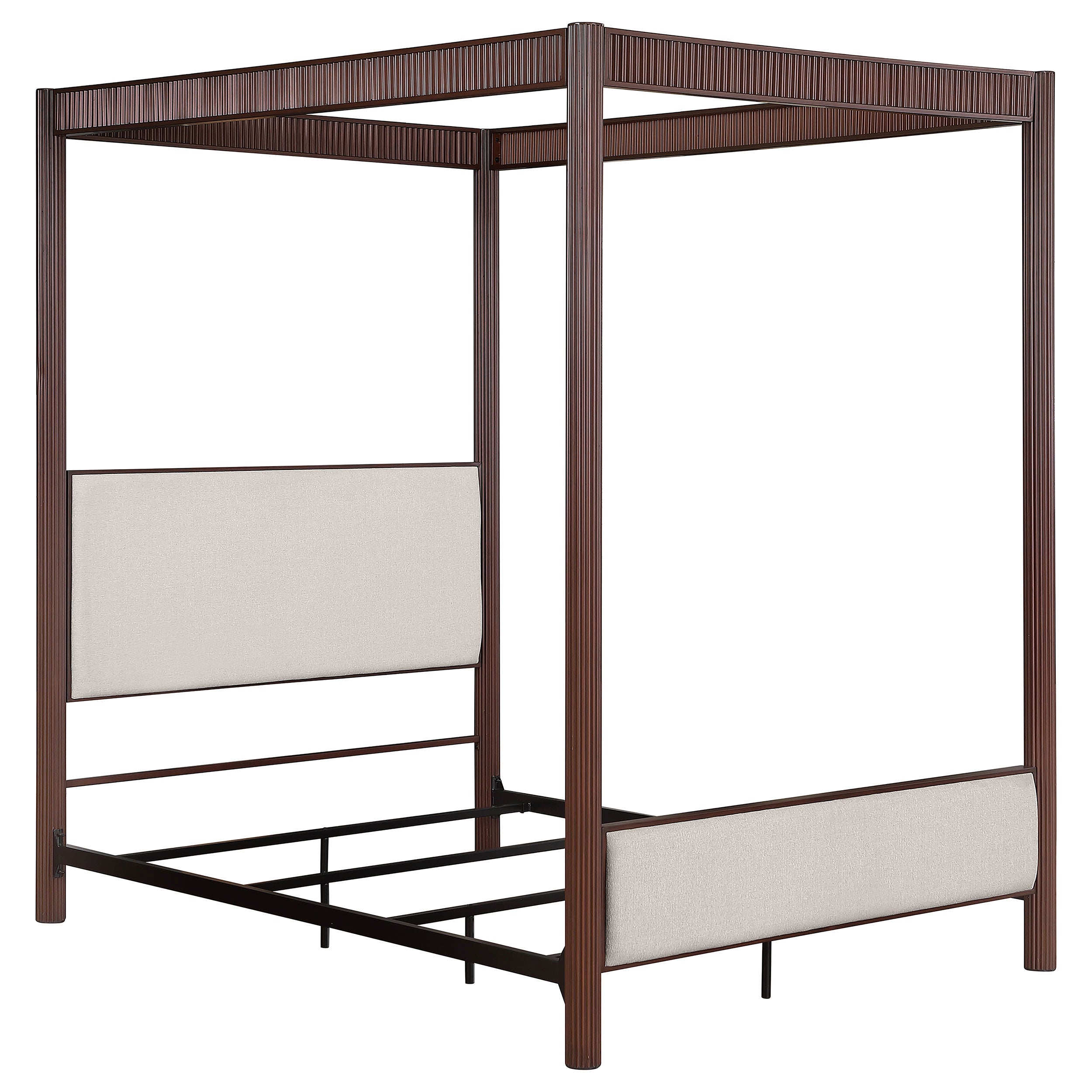 Tampa Furniture Outlet - Coaster - Zimmerlee 89-inch Metal Eastern King Canopy Bed Rust Brown - 360331KE