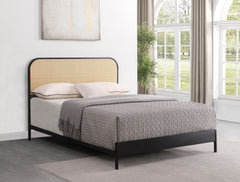 Amherst Radio Weave Rattan Metal Queen Bed Black