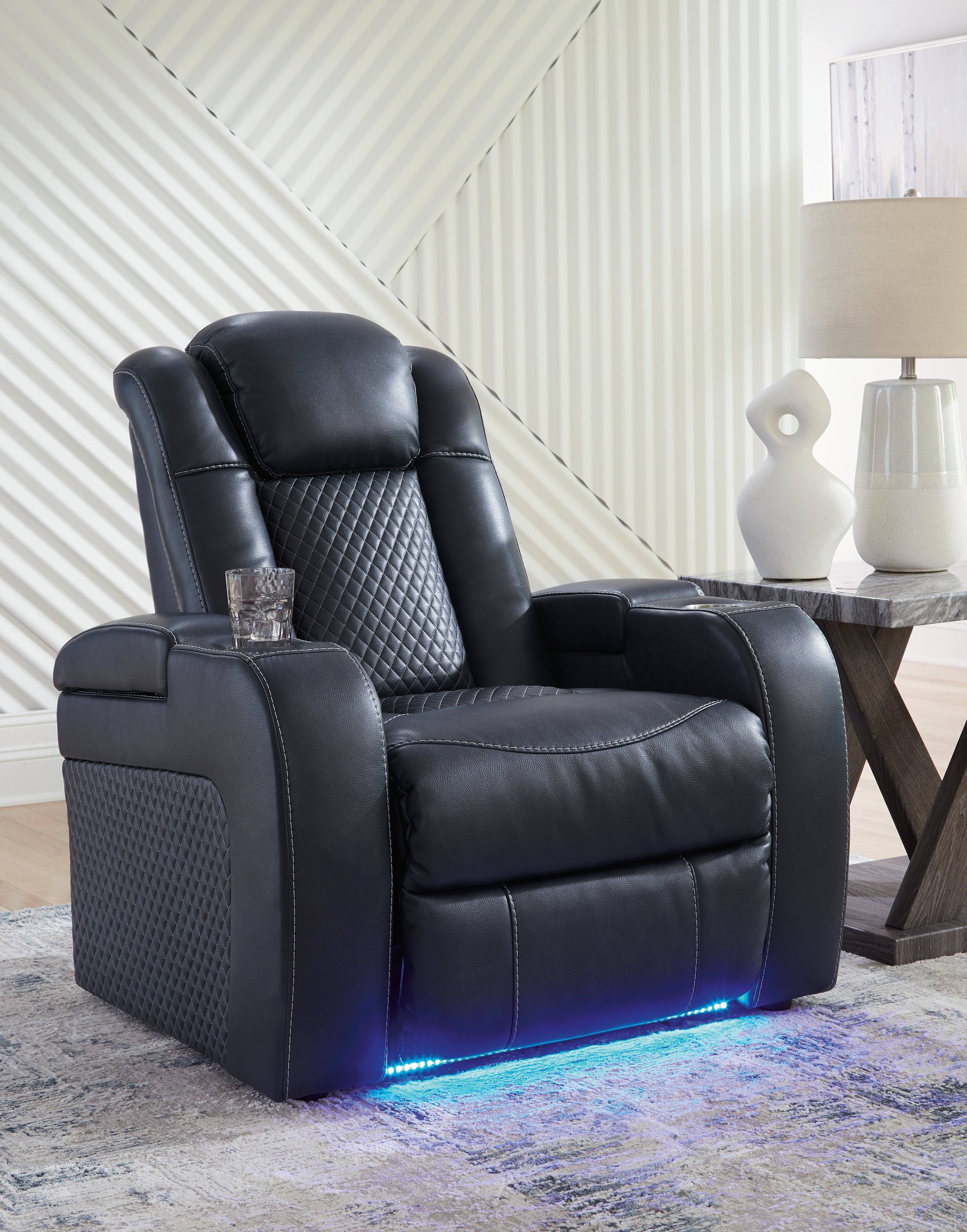 Tampa Furniture Outlet Lutz - Ashley Furniture - Fyne-Dyme Living Room - PWR Recliner/ADJ Headrest / Sapphire - 3660313