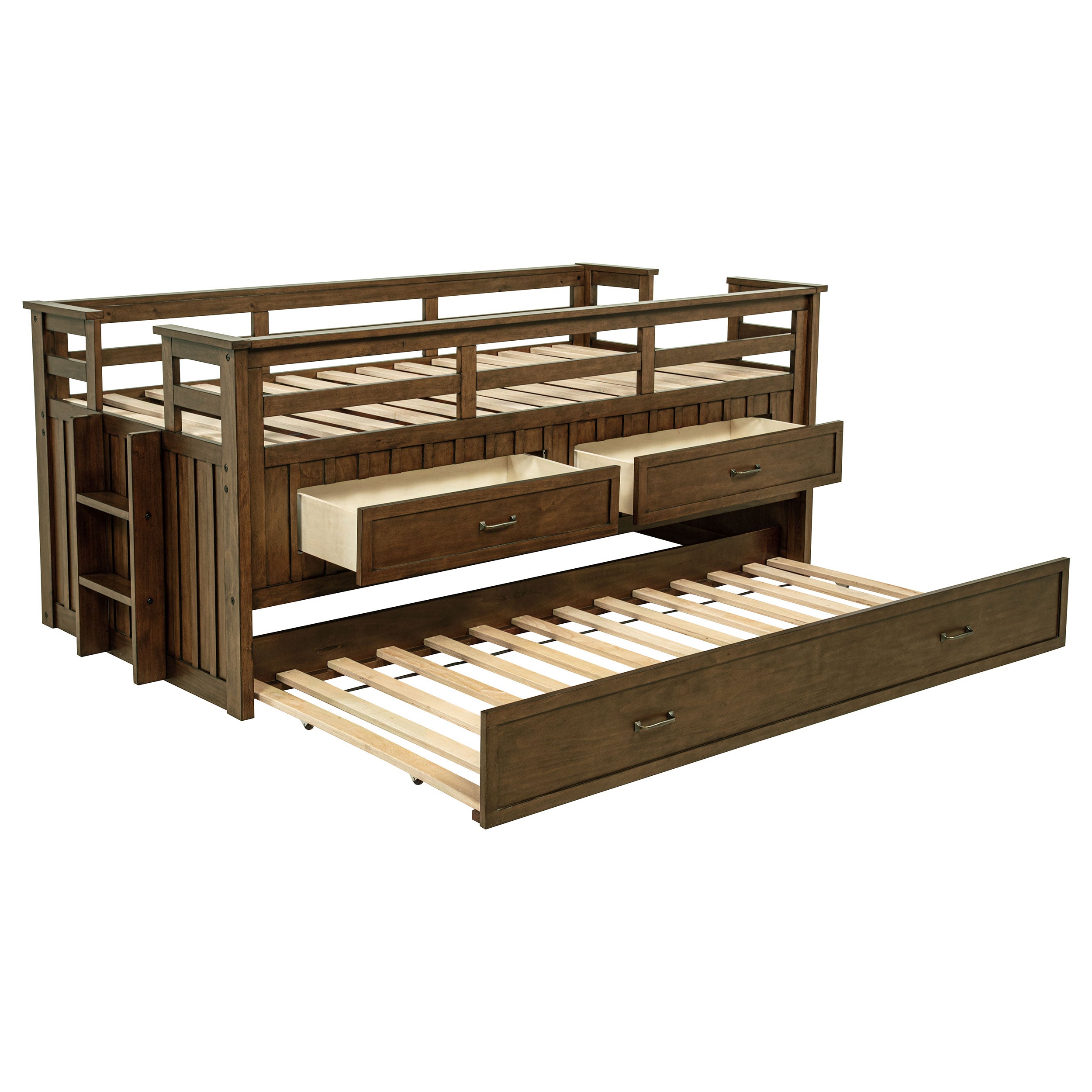Tampa Furniture Outlet - Coaster - Carlsbad Wood Twin Captains Bed With Trundle Medium Brown - 400716T