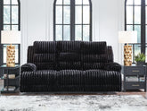 Tampa Furniture Outlet Lutz - Ashley Furniture - Rhine Falls Living Room - REC PWR Sofa w/Drop Down Table / Onyx - PC4280599