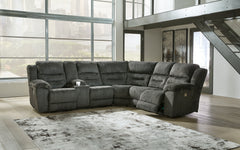 Tampa Furniture Outlet Lutz - Ashley Furniture - Nettington Sectional - 3-Piece Power Reclining Sectional / Smoke - 44101S1
