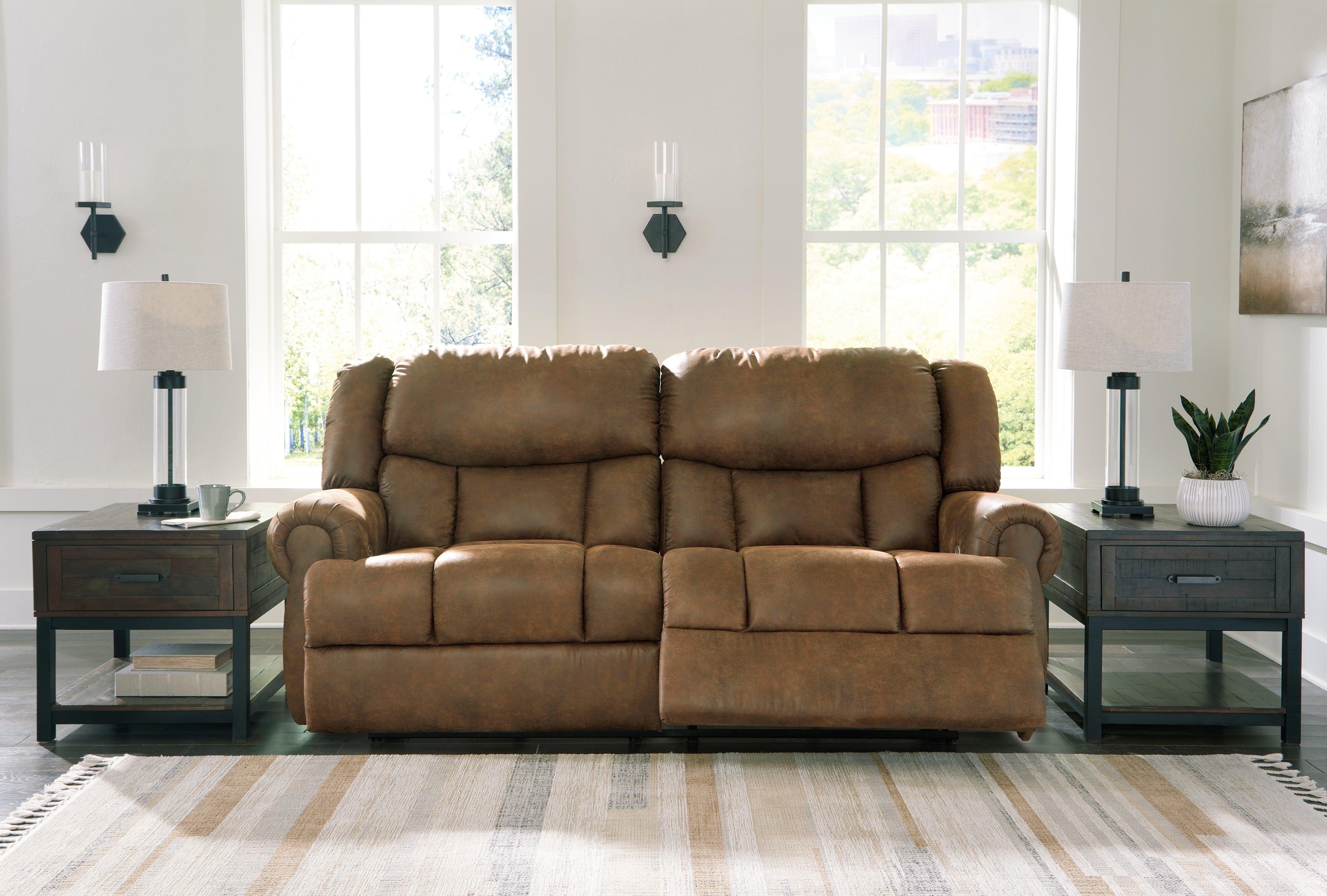Tampa Furniture Outlet Lutz - Ashley Furniture - Boothbay Living Room - 2 Seat Reclining Power Sofa / Auburn - 4470447