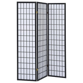 Tampa Furniture Outlet - Coaster - Carrie 3-Panel Room Divider Folding Shoji Screen Black - 4622
