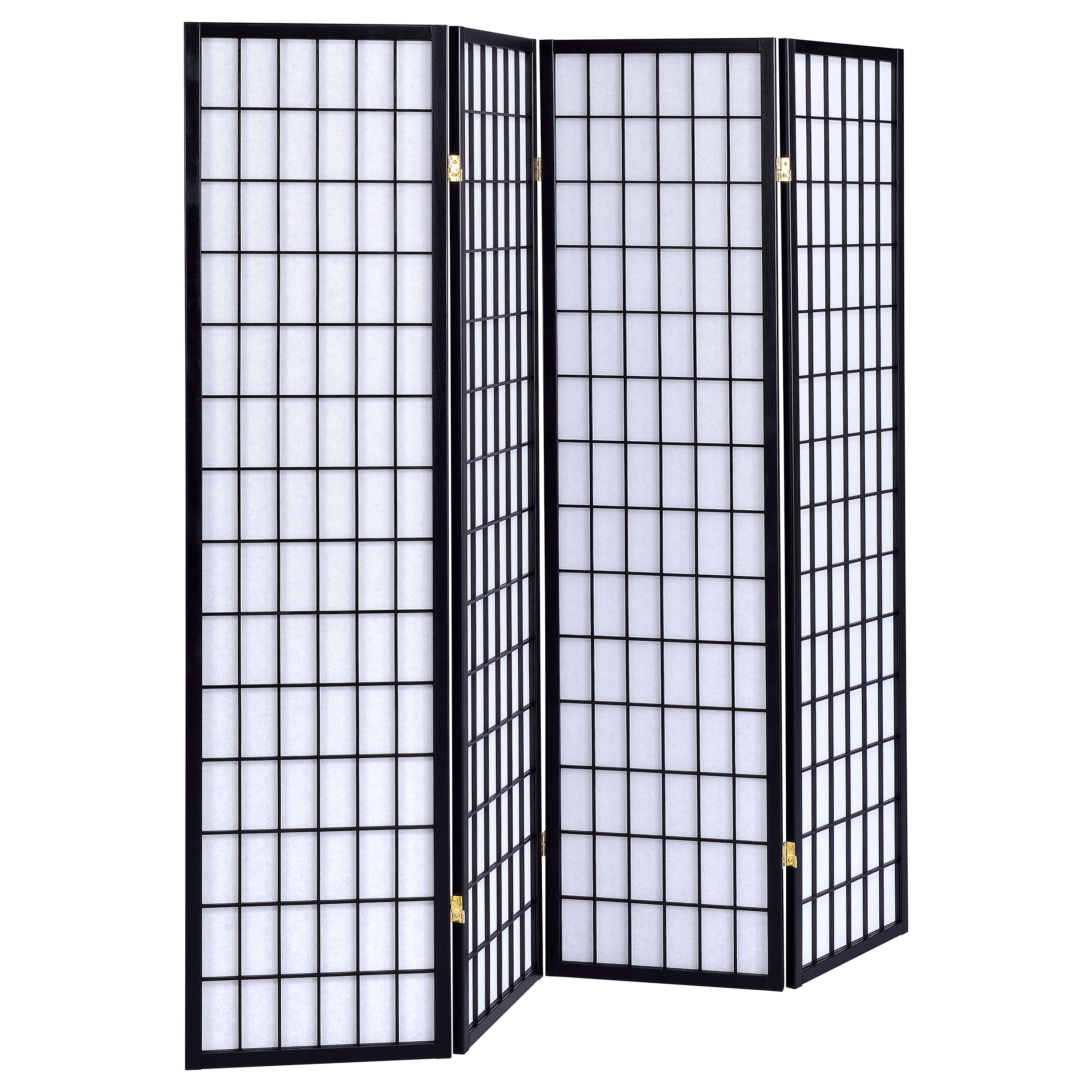 Tampa Furniture Outlet - Coaster - Roberto 4-Panel Room Divider Folding Shoji Screen Black - 4624