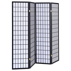 Tampa Furniture Outlet - Coaster - Roberto 4-Panel Room Divider Folding Shoji Screen Black - 4624
