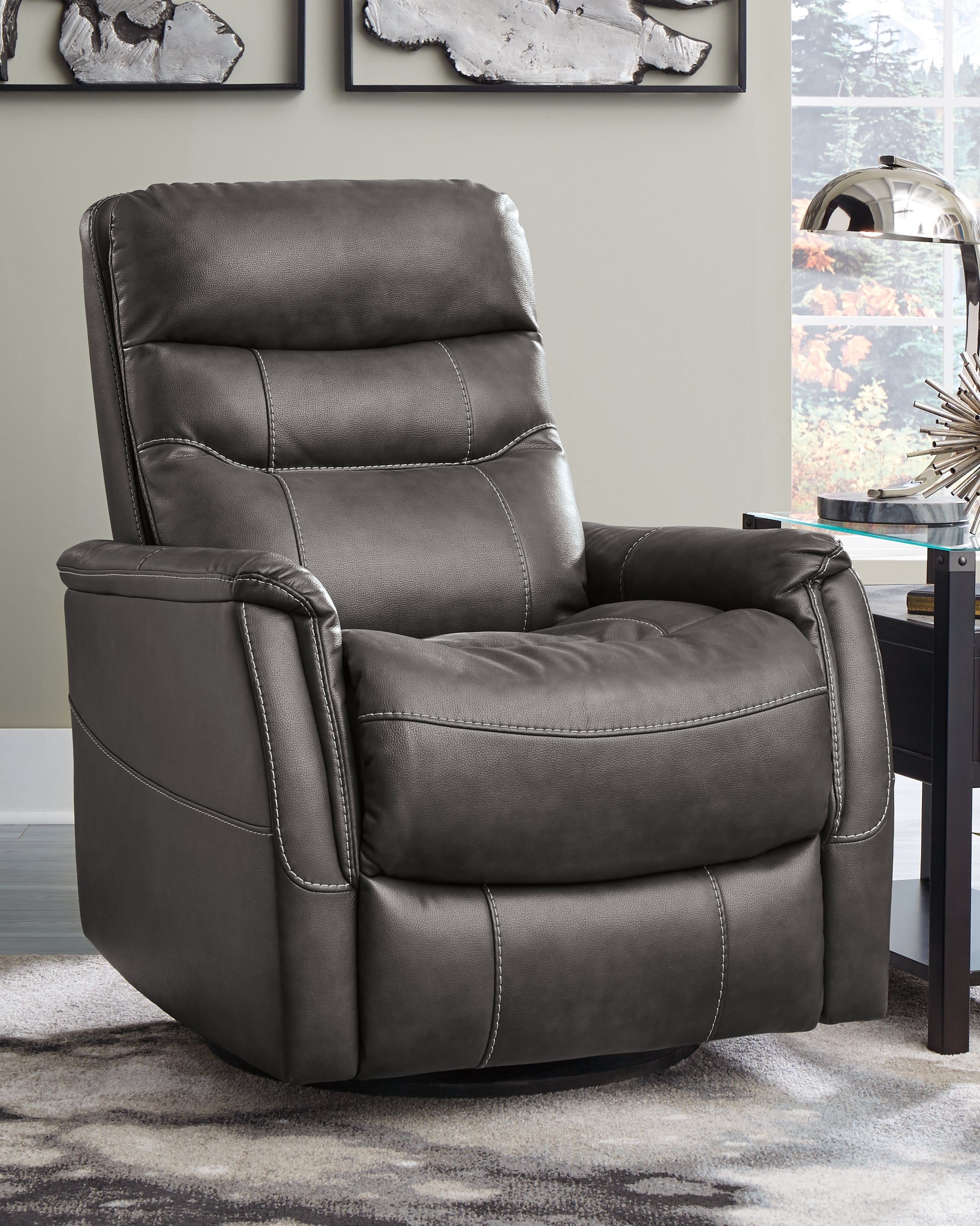 Tampa Furniture Outlet Lutz - Ashley Furniture - Riptyme Living Room - Swivel Glider Recliner / Quarry - 4640261