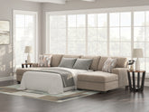 Tampa Furniture Outlet Lutz - Ashley Furniture - Newellen Sectional - RAF 3-Piece Sectional with Double Chaise / Hemp - 48404S7