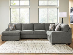 Tampa Furniture Outlet Lutz - Ashley Furniture - Revenna Sectional - RAF 3-Piece Sectional with Chaise / Greystone - PC48405S1