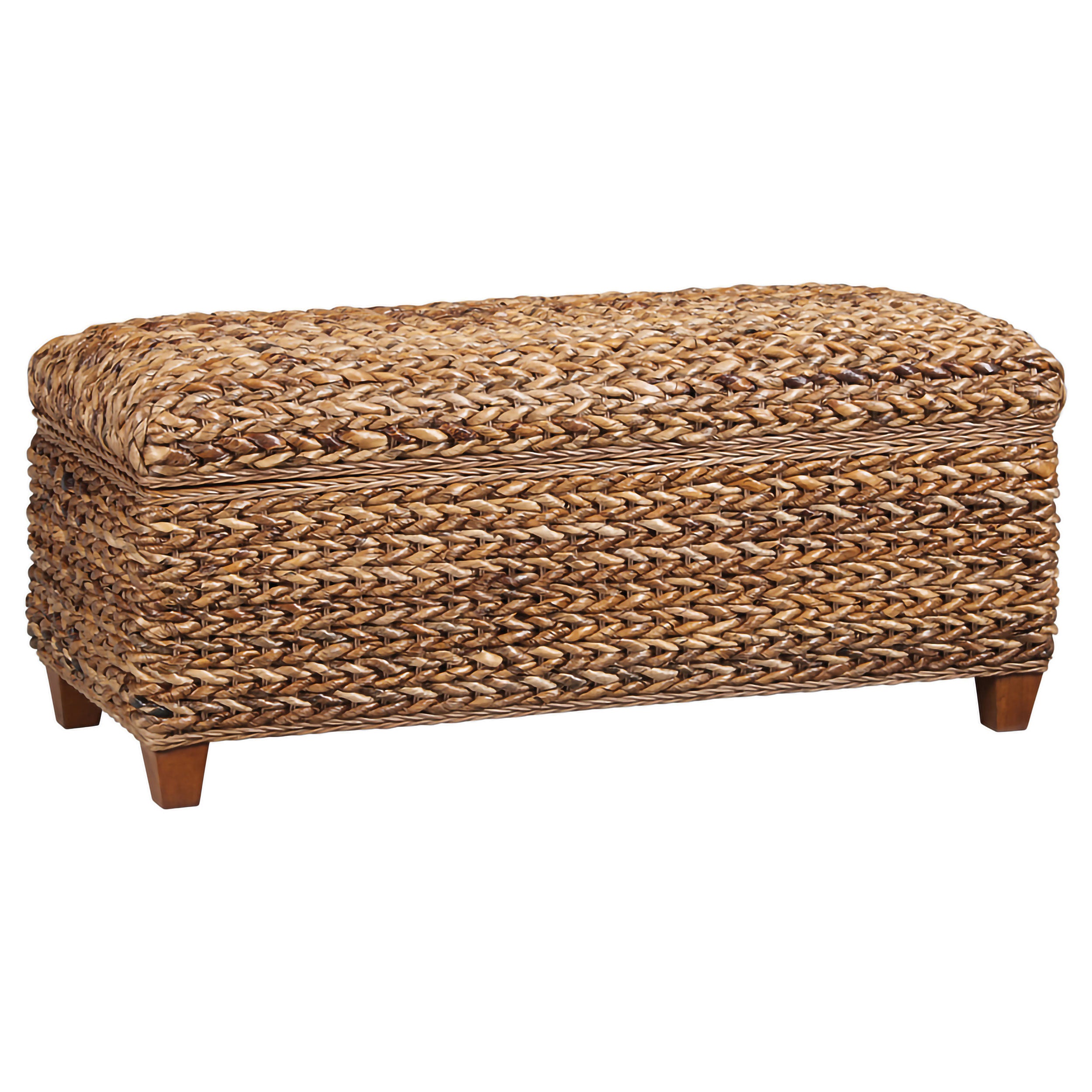 Tampa Furniture Outlet - Coaster - Laughton Hand-Woven Banana Leaf Storage Bench Amber - 500215