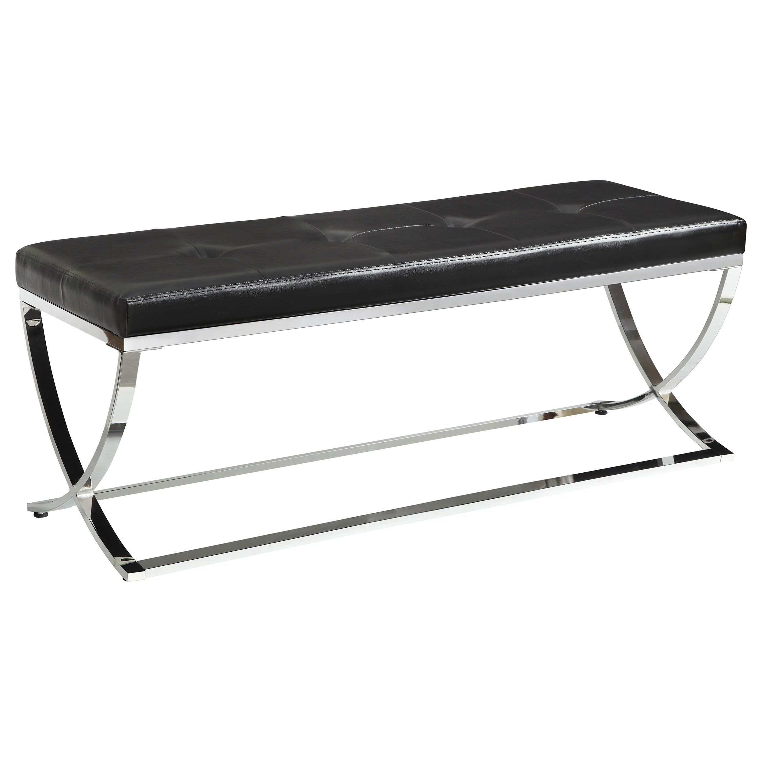 Tampa Furniture Outlet - Coaster - Walton Leatherette Upholstered Tufted Accent Bench Black - 501156
