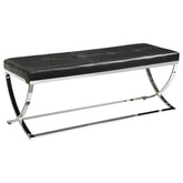 Tampa Furniture Outlet - Coaster - Walton Leatherette Upholstered Tufted Accent Bench Black - 501156