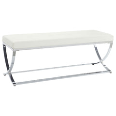 Tampa Furniture Outlet - Coaster - Walton Leatherette Upholstered Tufted Accent Bench White - 501157