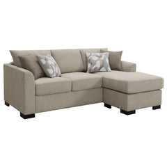 Tampa Furniture Outlet - Coaster - Storey Upholstered Sleeper Sectional Chaise Sofa Camel - 504778