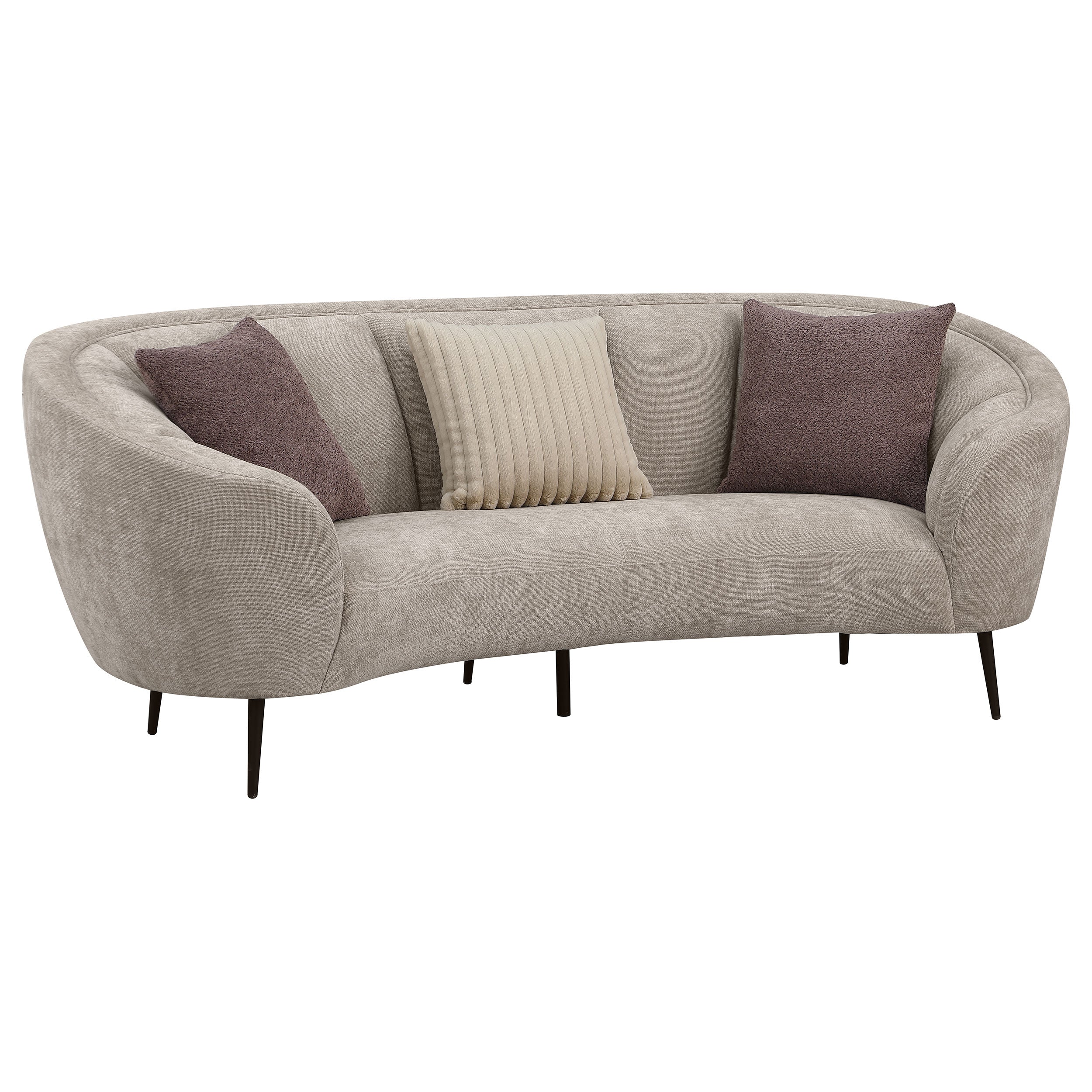 Tampa Furniture Outlet - Coaster - Ellorie Upholstered Channel Back Curved Sofa Beige - 504837