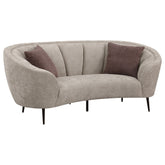 Tampa Furniture Outlet - Coaster - Ellorie Upholstered Channel Back Curved Loveseat Beige - 504838