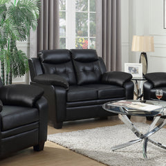 Tampa Furniture Outlet - Coaster - Finley Upholstered Padded Arm Tufted Loveseat Black - 506552