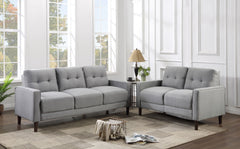 Tampa Furniture Outlet - Coaster - Bowen 2-piece Upholstered Track Arm Tufted Sofa Set Grey - 506781-S2