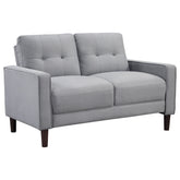 Tampa Furniture Outlet - Coaster - Bowen Upholstered Track Arm Tufted Loveseat Grey - 506782
