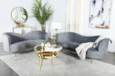 Tampa Furniture Outlet - Coaster - Sophia 2-piece Upholstered Channel Tufted Sofa Set Grey - 506864-S2