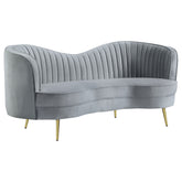 Tampa Furniture Outlet - Coaster - Sophia Upholstered Channel Tufted Loveseat Grey - 506865
