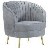 Tampa Furniture Outlet - Coaster - Sophia Upholstered Channel Tufted Barrel Accent Chair Grey - 506866