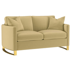 Tampa Furniture Outlet - Coaster - Corliss Upholstered Curved Track Arm Loveseat Camel - 508825