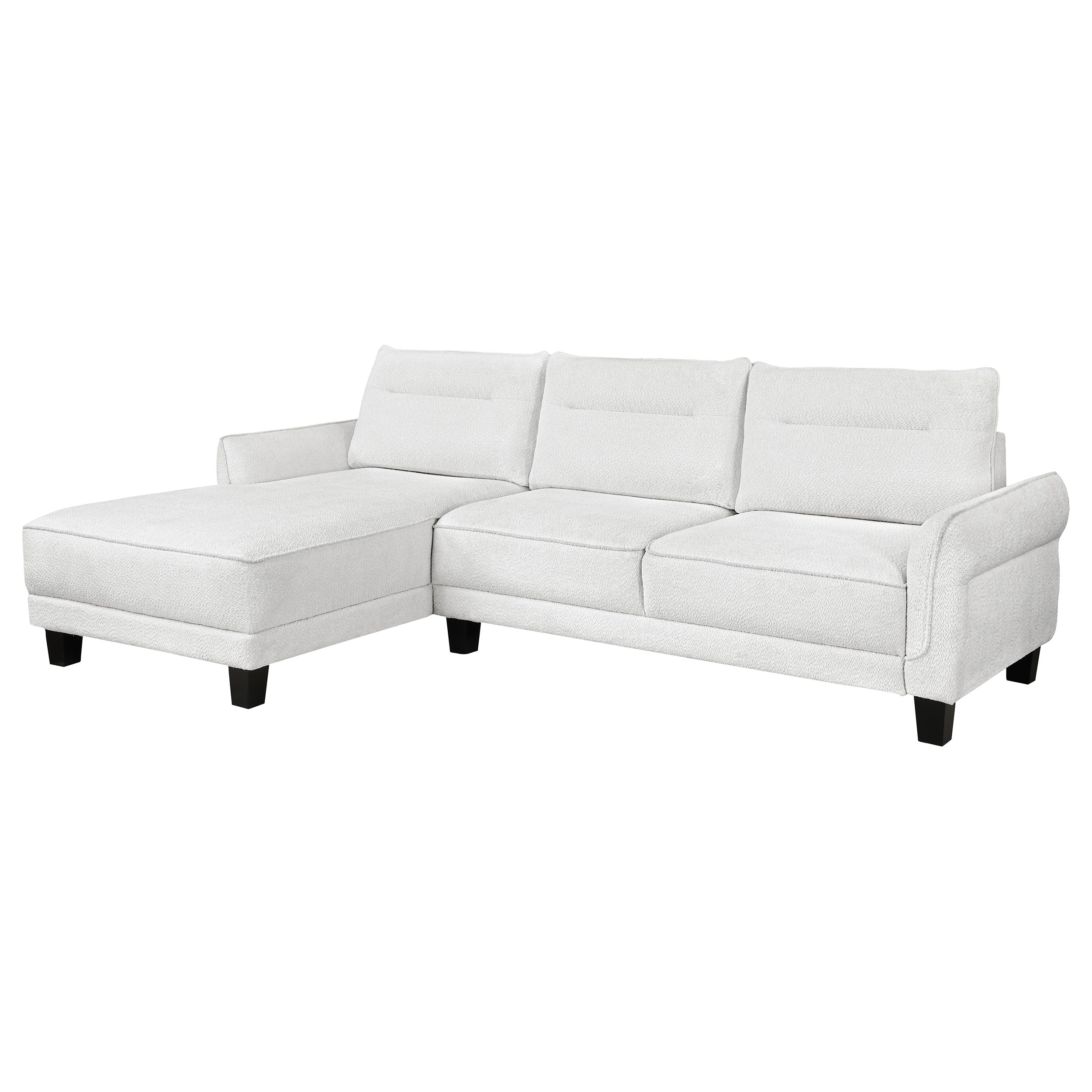 Tampa Furniture Outlet - Coaster - Caspian Upholstered Curved Arm Chaise Sectional Sofa White - 509550