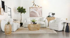 Tampa Furniture Outlet - Coaster - Isabella 3-piece Faux Sheepskin Upholstered Sofa Set Natural - 509871-S3