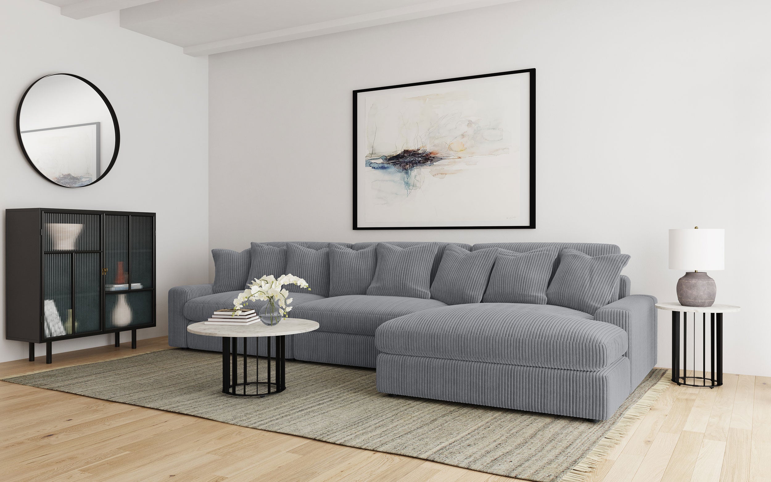 Tampa Furniture Outlet - Coaster - Blaine Upholstered Reversible Chaise Sectional Sofa Fog - 509900-SET