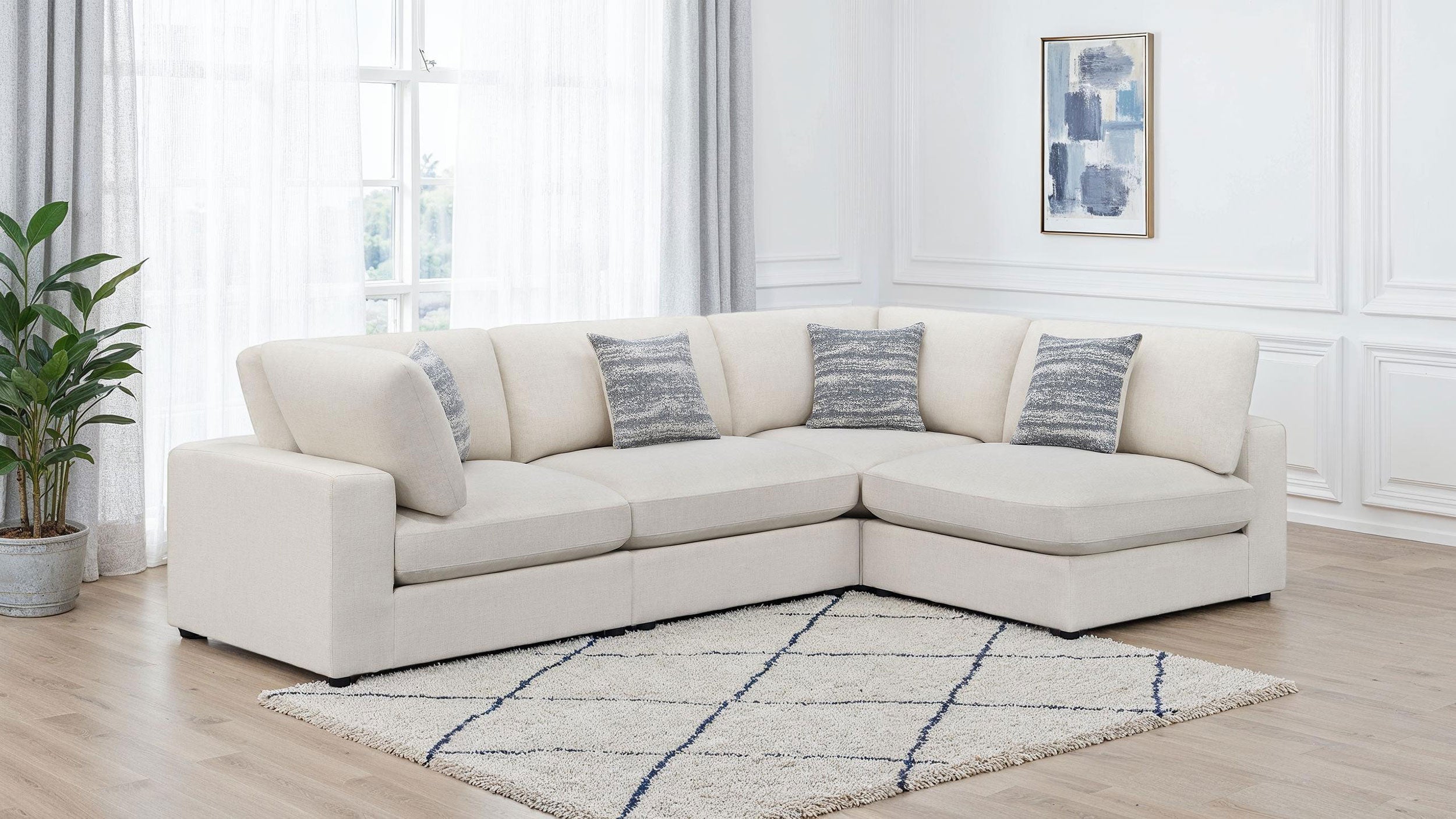 Tampa Furniture Outlet - Coaster - Serene 4-piece Upholstered Modular Sectional Sofa Beige - 551321-SETA