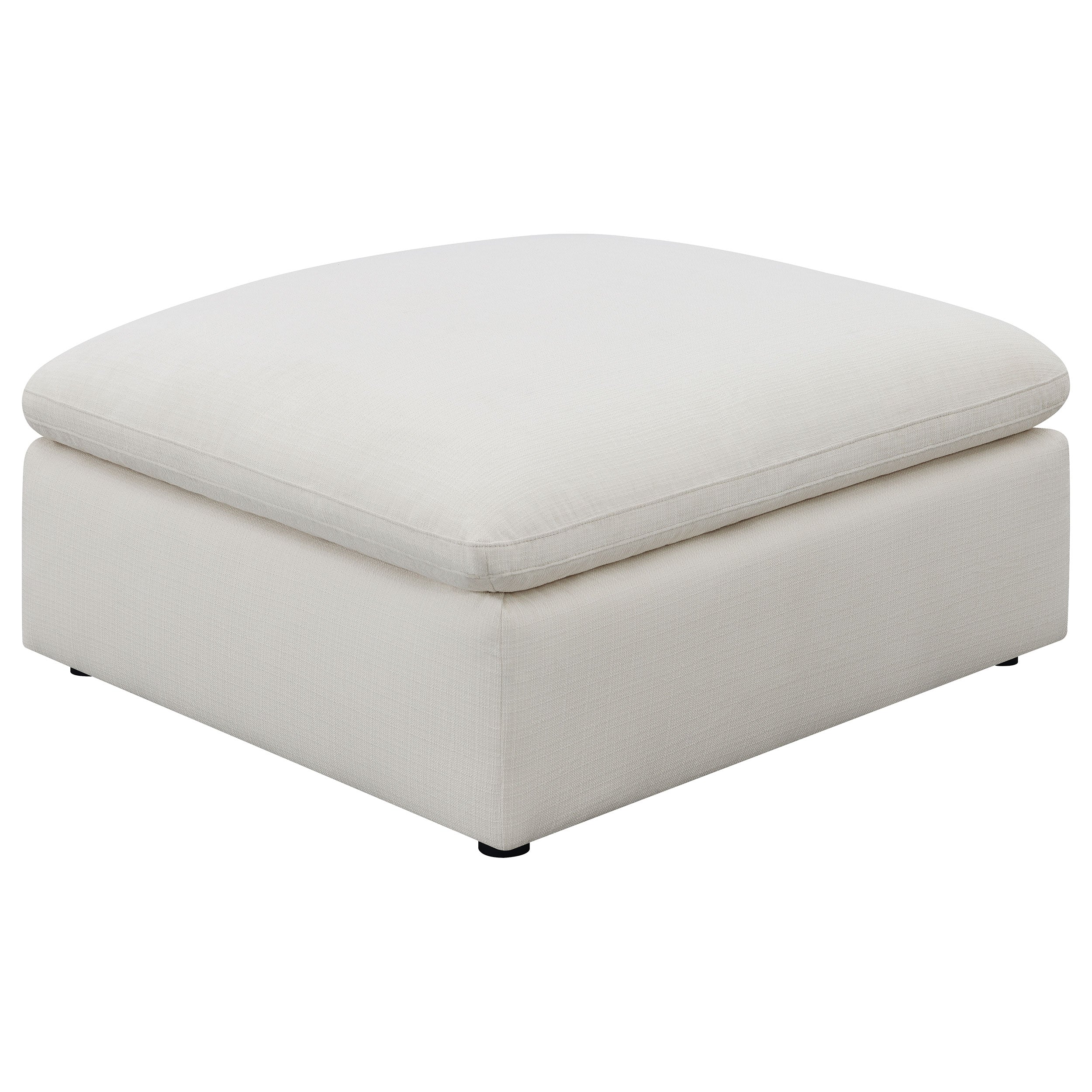 Tampa Furniture Outlet - Coaster - Hobson Square Upholstered Ottoman Ivory - 551453