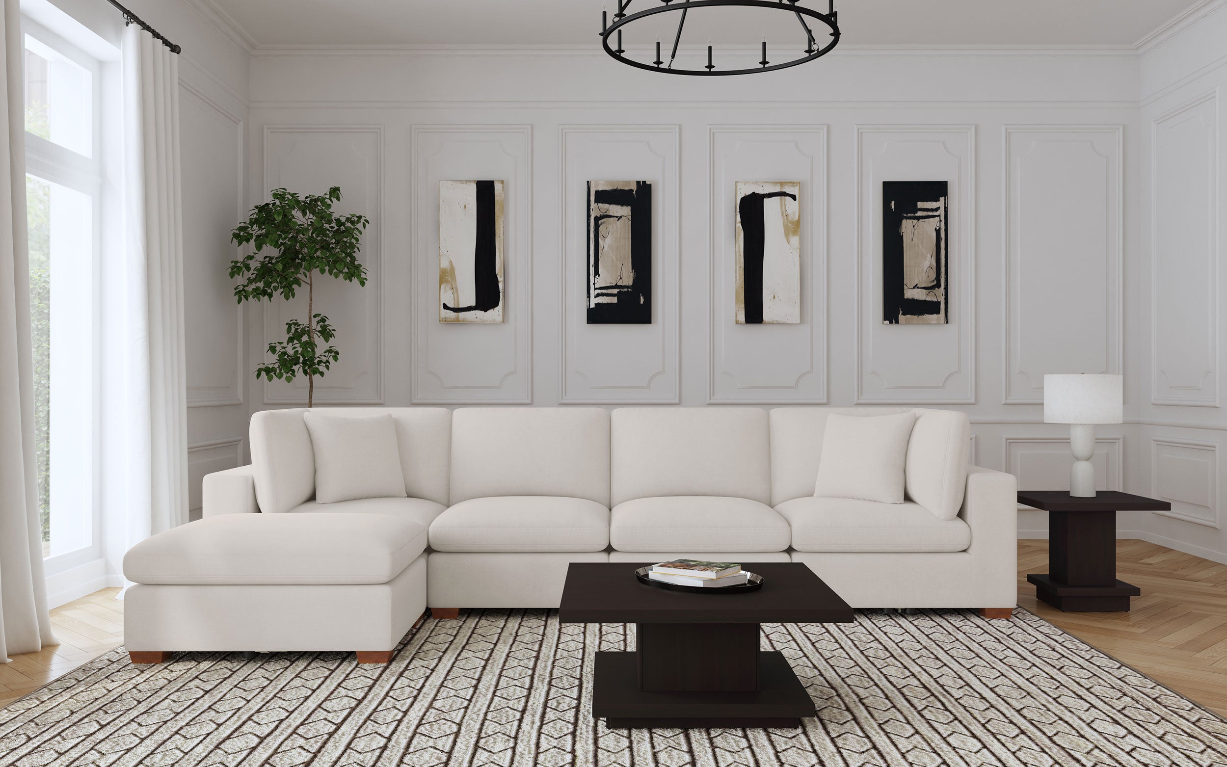 Tampa Furniture Outlet - Coaster - Lakeview 5-piece Upholstered Modular Sectional Sofa Ivory - 551461-SETB