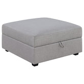 Tampa Furniture Outlet - Coaster - Cambria Square Upholstered Storage Ottoman Grey - 551513