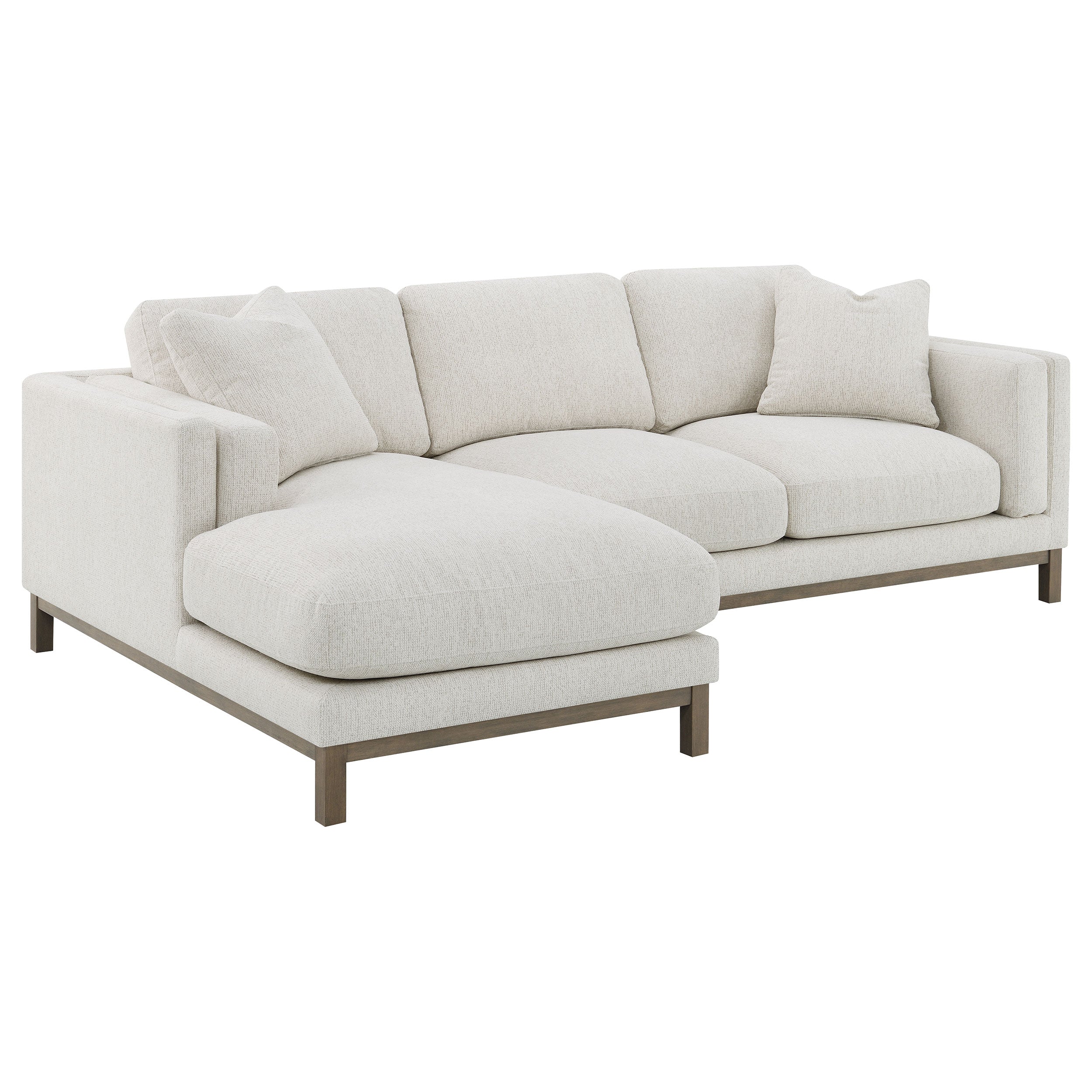 Tampa Furniture Outlet - Coaster - Geneva Boucle Upholstered Sectional Chaise Sofa Sand - 551777