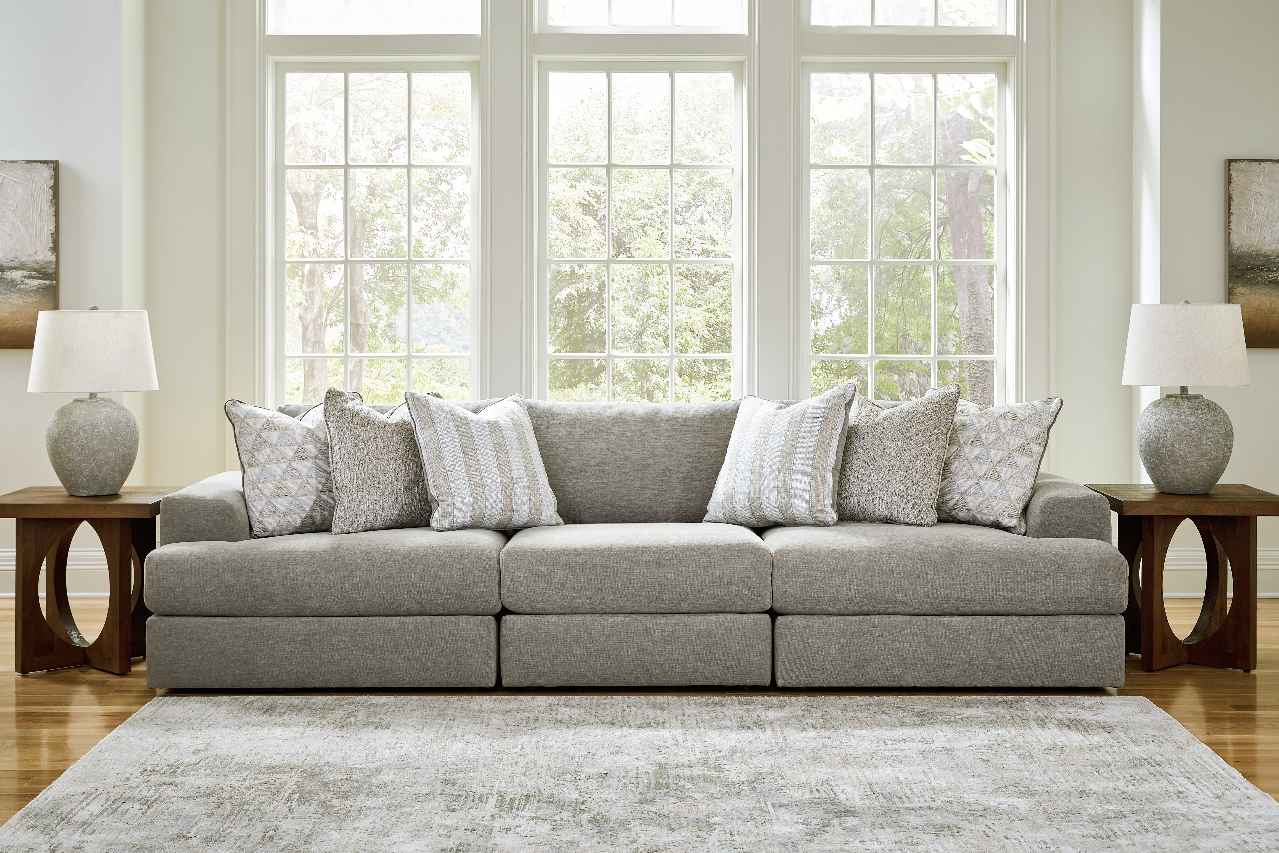 Tampa Furniture Outlet Lutz - Ashley Furniture - Avaliyah Sectional - RAF 3-Piece Sectional Sofa / Ash - 58103S2