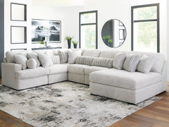 Tampa Furniture Outlet Lutz - Ashley Furniture - Cuddle Plush Sectional - RAF 6-Piece Sectional with Chaise / Arctic - PC59106S3