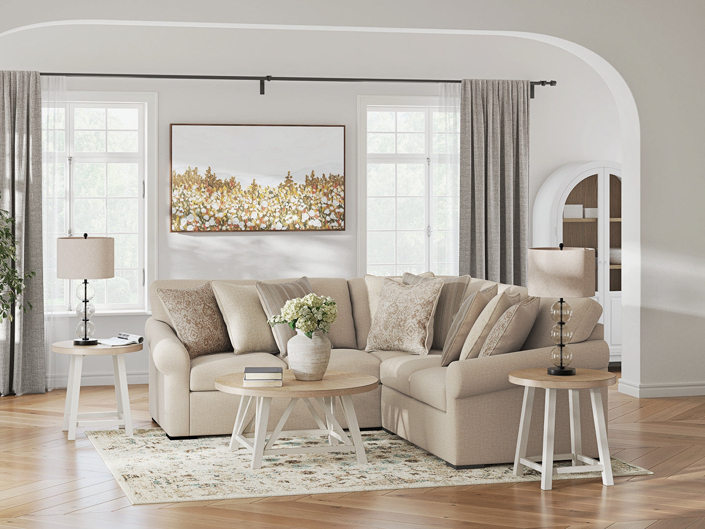 Tampa Furniture Outlet Lutz - Ashley Furniture - LadyMae Sectional - RAF 3-Piece Sectional / Twill - 59404S1