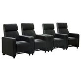 Tampa Furniture Outlet - Coaster - Toohey Upholstered Tufted Recliner Living Room Set Black - 600181-S4B