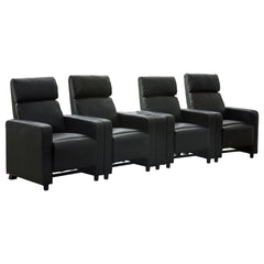 Tampa Furniture Outlet - Coaster - Toohey Upholstered Tufted Recliner Living Room Set Black - 600181-S4B