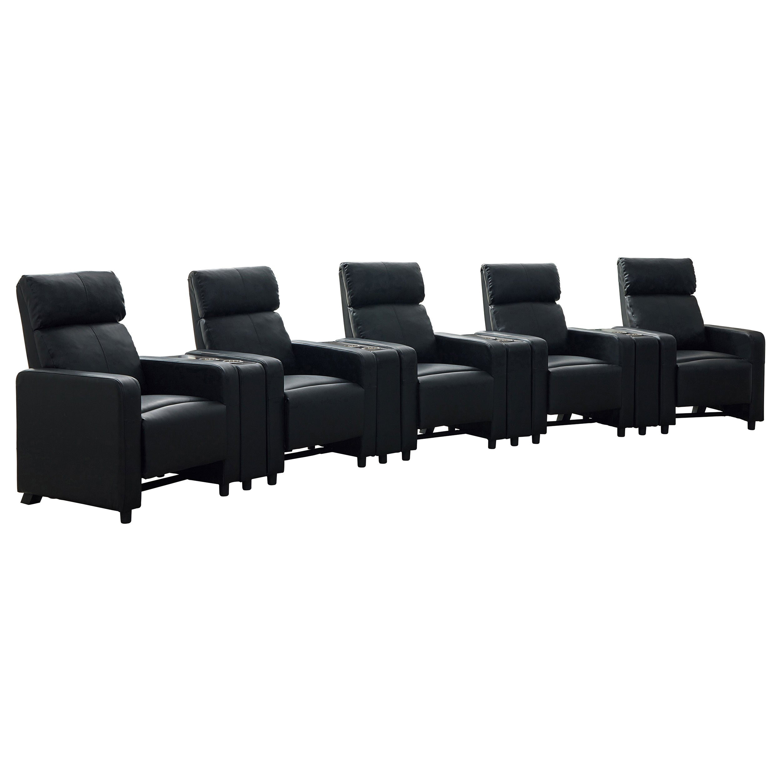 Tampa Furniture Outlet - Coaster - Toohey Upholstered Tufted Recliner Living Room Set Black - 600181-S5A