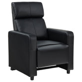Tampa Furniture Outlet - Coaster - Toohey Upholstered Home Theater Push Back Recliner Black - 600181