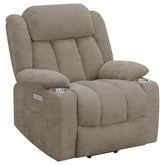 Tampa Furniture Outlet - Coaster - Houston Upholstered Power Lift Recliner Chair Camel - 602274P