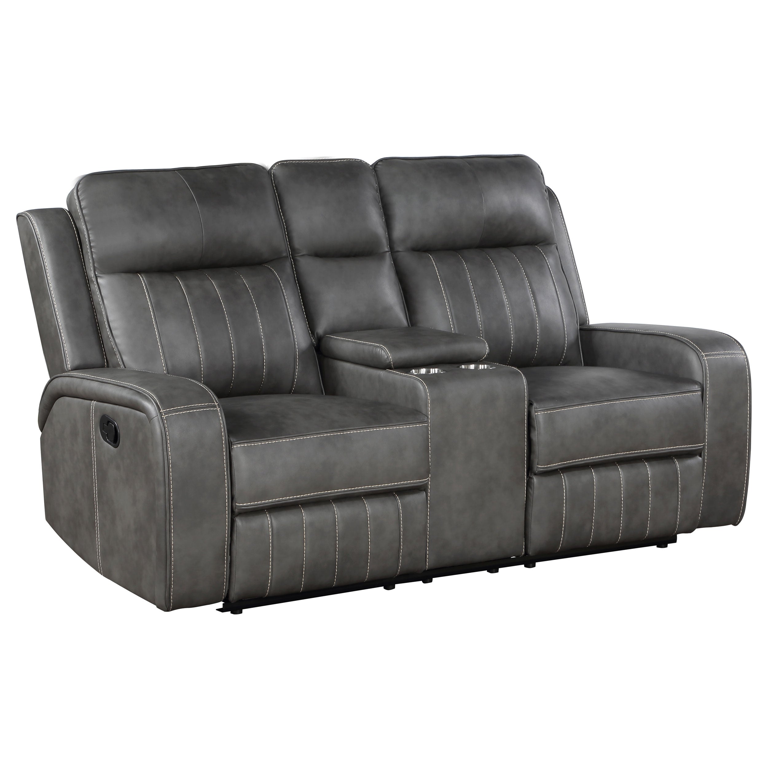 Tampa Furniture Outlet - Coaster - Raelynn Upholstered Track Arm Motion Loveseat Grey - 603192