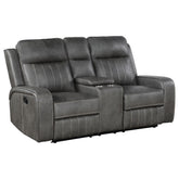 Tampa Furniture Outlet - Coaster - Raelynn Upholstered Track Arm Motion Loveseat Grey - 603192