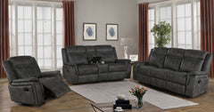 Tampa Furniture Outlet - Coaster - Lawrence 3-piece Upholstered Reclining Sofa Set Charcoal - 603504-S3